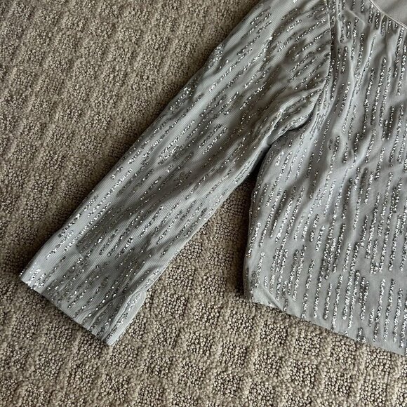 Y2K Retro VTG Gray Sparkly Glitter Cropped Crop Top 3/4 Sleeve As U Wish Zip - Picture 3 of 10